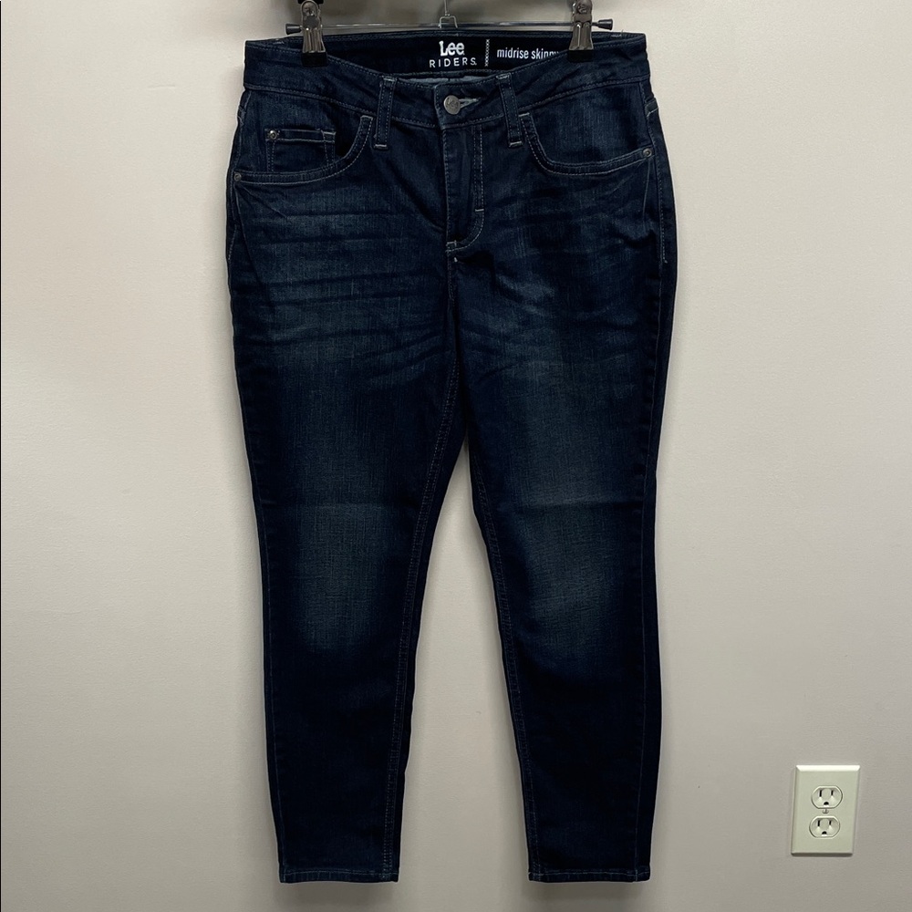 NWOT Lee Riders Midrise Skinny Dark Wash Denim Jeans Regular Fit 6P